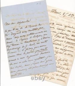 Maxime du Camp 2 lettres autographe signées éditeur Houssaye Dargaud Revue