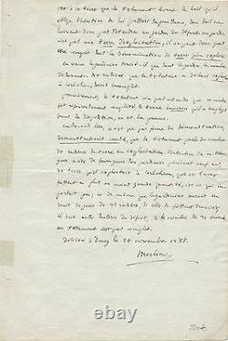 Merlin de Douai Politique lettre signée 1788 jardiner Conseil de Douai