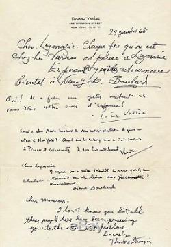 Musique Edgard VARÈSE (1883-1965) Lettre autographe signée Picasso Giacometti