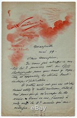 NADAR (Félix Tournachon, dit) Lettre autographe signée, Marseille mai 1899