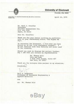 Neil Armstrong / Lettre Signée (1979) / Astronome / Apollo 11 / Nasa / Lune