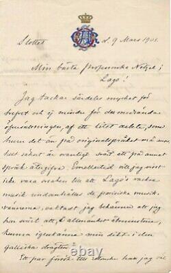 OSCAR II DE SUÈDE 1829-1907 lettre autographe signée sur Fantaisie Mounel Sully