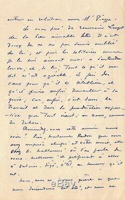 Odilon REDON / Lettre autographe signée / A propos de Stéphane Mallarmé. 1898