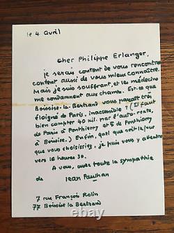 PAULHAN (Jean). Lettre autographe signée, datée 4 avril, adressée à Philippe E