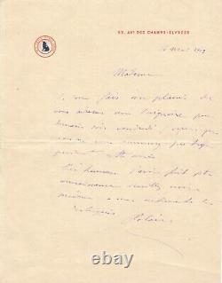 POLAIRE lettre autographe signée envoie une place baignoire chanteuse