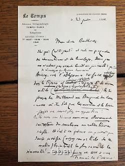 PRESSENSE (Francis de). Lettre autographe signée, datée du 23 janvier 1900
