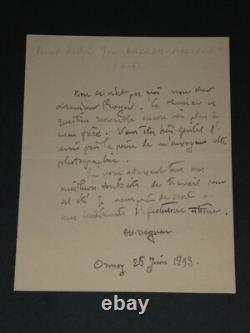 Pascal Dagnan Bouveret Peintre- LETTRE AUTOGRAPHE SIGNÉE à M Royer, Ormoy, 1893