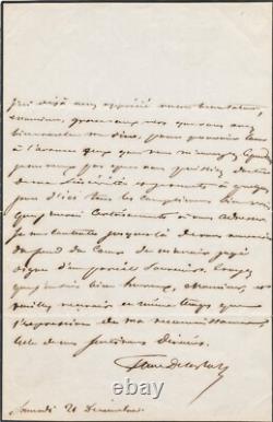 Paul DELAROCHE remercie un poète BELLE lettre autographe signée