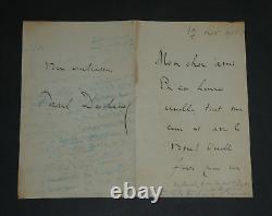 Paul DESCHANEL BELLE LETTRE AUTOGRAPHE SIGNÉE CONDOLÉANCES GUERRE 14/18 1916