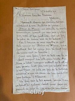 Paul Fort Poète lettre autographe signée à Camille Ducreux 1915