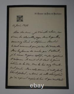 Paul HERVIEU LETTRE AUTOGRAPHE SIGNÉE À Léon DAUDET Mort d'Alphonse Daudet 1898