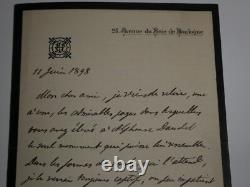 Paul HERVIEU LETTRE AUTOGRAPHE SIGNÉE À Léon DAUDET Mort d'Alphonse Daudet 1898