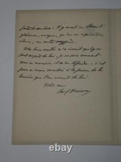 Paul HERVIEU LETTRE AUTOGRAPHE SIGNÉE À Léon DAUDET Mort d'Alphonse Daudet 1898