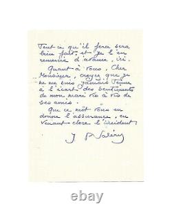 Paul VALÉRY / Lettre autographe signée / Tirage d'époque / Maîtresse / Gide