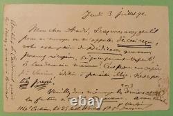 Paul VERLAINE Carte lettre autographe signée 1888 rue Royer-Collard