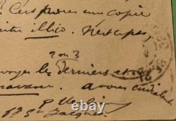 Paul VERLAINE Carte lettre autographe signée 1888 rue Royer-Collard