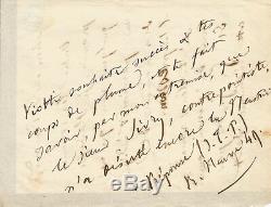 Paul VERLAINE Lettre autographe signée. La publication de ses vers. Août 1868