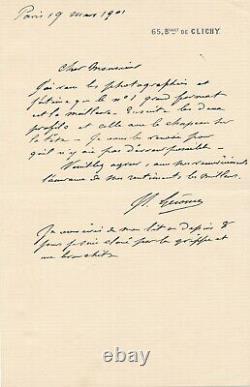 Peintre Jean-Léon GEROME lettre autographe signée choisit des photographies