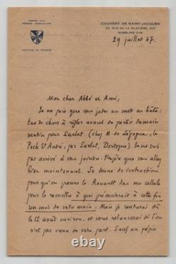 Pie Raymond Régamey Lettre autographe signée Manessier Rouault Musée Nantes 1947
