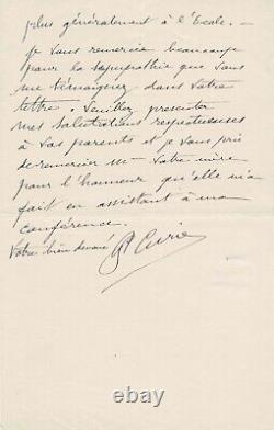 Pierre CURIE Lettre autographe signée. 1904. Ses conférences et recherches