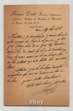 Pierre Didot-Lettre autographe signée P l'aîné à Mr le général Dupont 1838