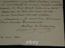 Pierre-François Audry de Puyravault Lettre autographe signée à J. Laffitte 1840