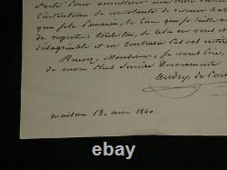 Pierre-François Audry de Puyravault Lettre autographe signée à J. Laffitte 1840