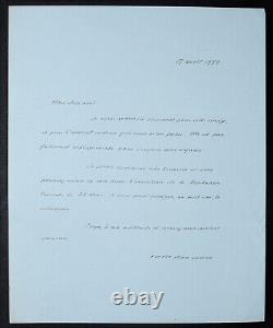 Pierre Jean JOUVE LETTRE AUTOGRAPHE SIGNÉE REMERCIEMENTS & INVITATION, 1959