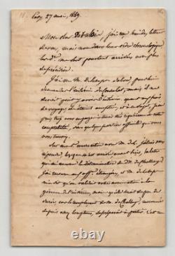 Pierre-Jean de Béranger Longue lettre autographe signée Passy 1849 4 pages