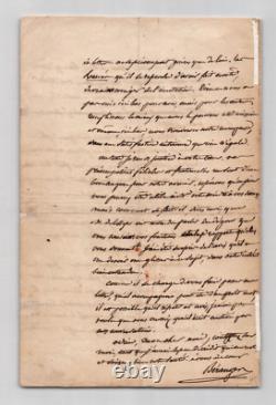 Pierre-Jean de Béranger Longue lettre autographe signée Passy 1849 4 pages