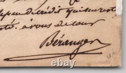 Pierre-Jean de Béranger Longue lettre autographe signée Passy 1849 4 pages