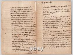 Pierre-Jean de Béranger Longue lettre autographe signée Passy 1849 4 pages