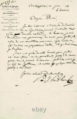 Pierre-Joseph PROUDHON Lettre autographe signée. Lettre de prison. 1851