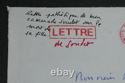 Pierre SOUDET ÉMOUVANTE LETTRE AUTOGRAPHE SIGNÉE À Pierre LECUIRE 1975