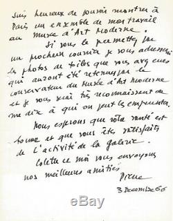 Pierre SOULAGES Lettre autographe signée. Son exposition au musée d'Art Moderne