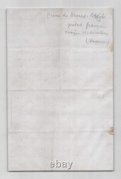 Pierre Simon de Dreux-Brézé prélat et évêque Lettre autographe signée 1849 Pierre Simon de Dreux-Brézé prélat et évêque Lettre autographe signée 1849