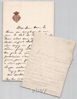 Prince Joachim Murat 2 lettres autographes signées Steeple-chases 1869