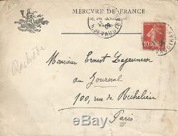 RACHILDE Lettre autographe signée à Ernest Lajeunesse. 1908