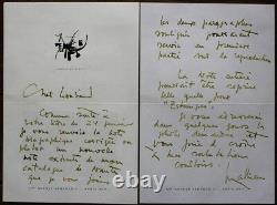 RARE DOCUMENT Georges MATHIEU Pensée sur l'art + Lettre autographe signée 2 pp