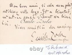 Rare carte de visite lettre autographe signée Émile Zola signature Littérature