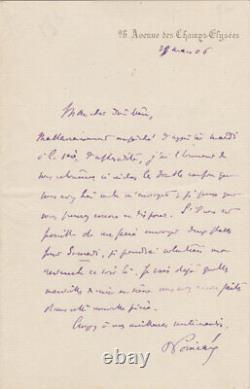 Raymond POINCARÉ Lettre autographe signée à Albert CARRÉ