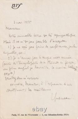 Raymond QUENEAU Lettre autographe signée Pléiade Gallimard