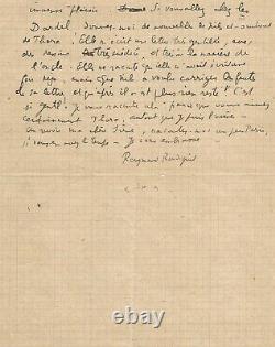 Raymond RADIGUET Lettre autographe signée La rédaction de ses poèmes obscènes