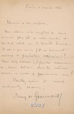 Rémy de GOURMONT lettre autographe signée l' enquête Dumas fils! 1896