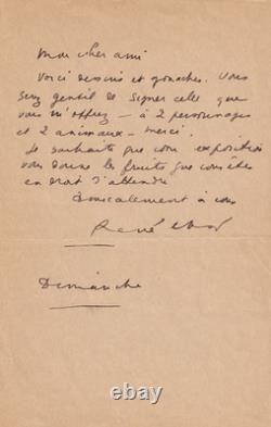 René CHAR Lettre autographe signée Surréalisme Mario Prassinos