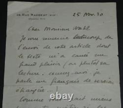 René CLAIR, Réalisateur LETTRE AUTOGRAPHE SIGNÉE à Lucien WAHL 1930