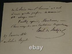 René-Léon BOREL DE BRETIZEL- LETTRE AUTOGRAPHE SIGNÉE 1841 2 pages