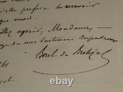 René-Léon BOREL DE BRETIZEL- LETTRE AUTOGRAPHE SIGNÉE 1841 2 pages