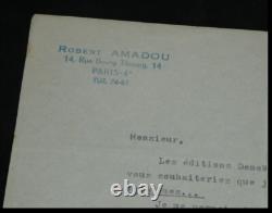 Robert Amadou, Lettre autographe signée et lettre dactylographiée sur émission Robert Amadou, Lettre autographe signée et lettre dactylographiée sur émission