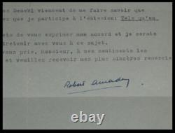 Robert Amadou, Lettre autographe signée et lettre dactylographiée sur émission